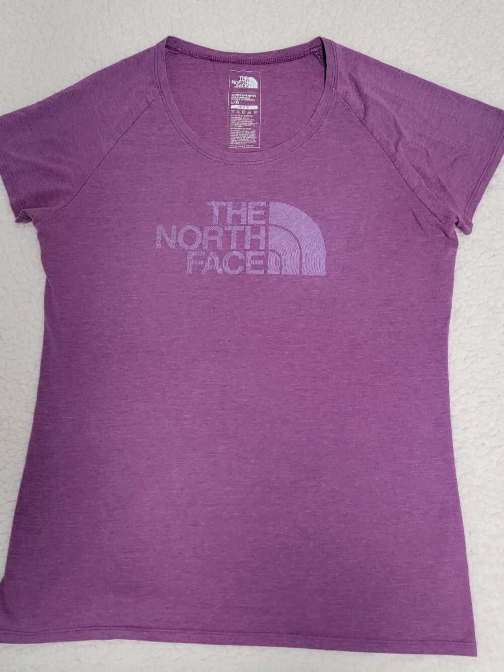 The North Face Womens L/G Large Slim Fit Purple Short Sleeve Burnout T-Shirt Tee